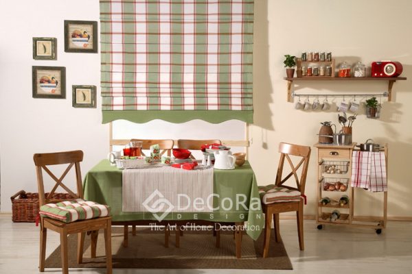 LBNT004-bucatarie-sistem-roman-verde-carouri-rosu-alb-ieftin-clasic