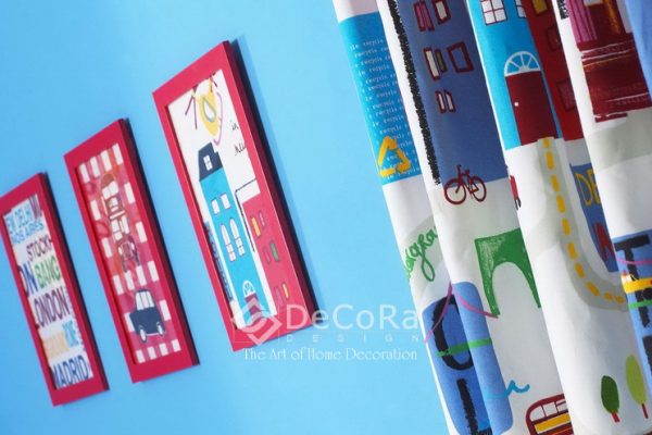 LPTT003-perdele-copii-baieti-albastru-rosu-caramiziu-modern-desene-ilustratii