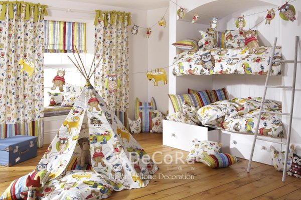 LPTT005-perdele-copii-desene-galben-verde-animale-lenjerii-pat-perne-decorative-rulou-dungi