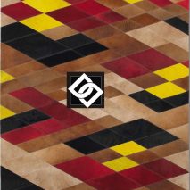 PSLLS001_AKRON_covor_copii_romb_piele_rosu_galben_bej_negru_Decora_design