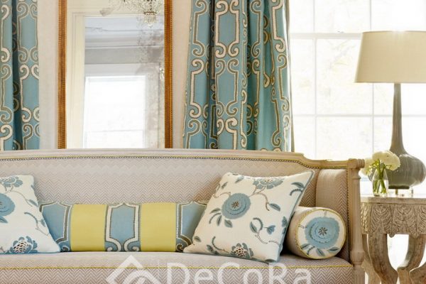 PZRT023-draperie-model-geometric-albastru-auriu-elegant