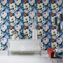 SPTW076-tapet-modern-model-floral-albastru-rosu-alb