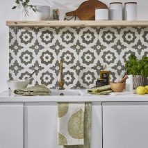 SAKURA CAM 8-ACCESORIU-BUCATARIE-SERVET-MASA-IMPRIMEU-FRUNZE-FLORAL