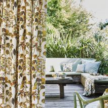 SOUTH PACIFIC CAM 6-DRAPERII-IMPRIMEU-MODEL-FLORAL-NUANTE-MARO-GALBEN-PERNE-DECORATIVE-TERASA