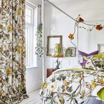 SOUTH PACIFIC CAM 8-DECOR-DORMITOR-SET-DRAPERII-PERNE-CUVERTURA-IMPRIMEU-MODEL-FLORAL