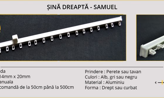Sina dreapta - SAMUEL, din Olanda, cu actionare manuala, prindere pe perete sau in tavan