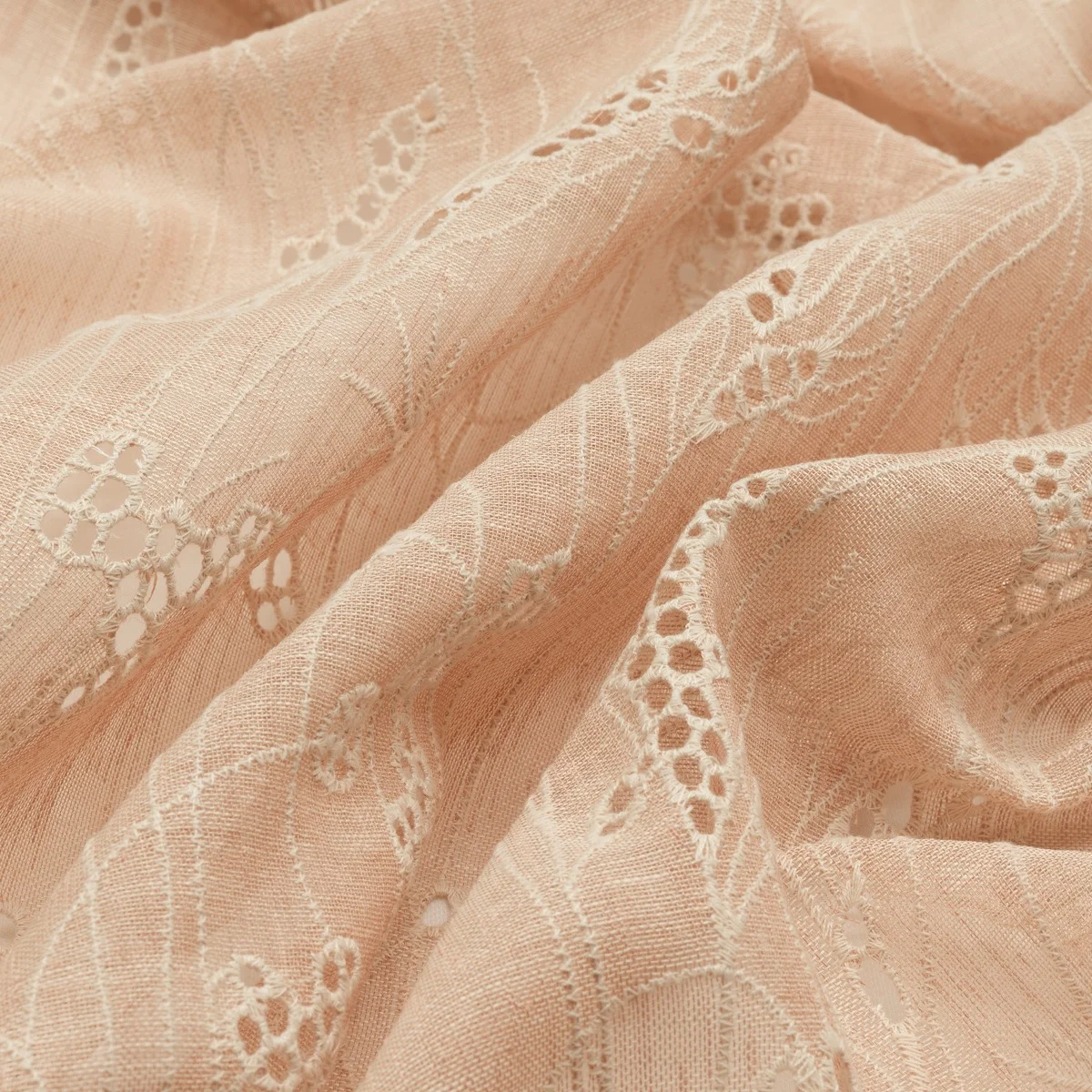 Perdele de in de lux roz pal brodate