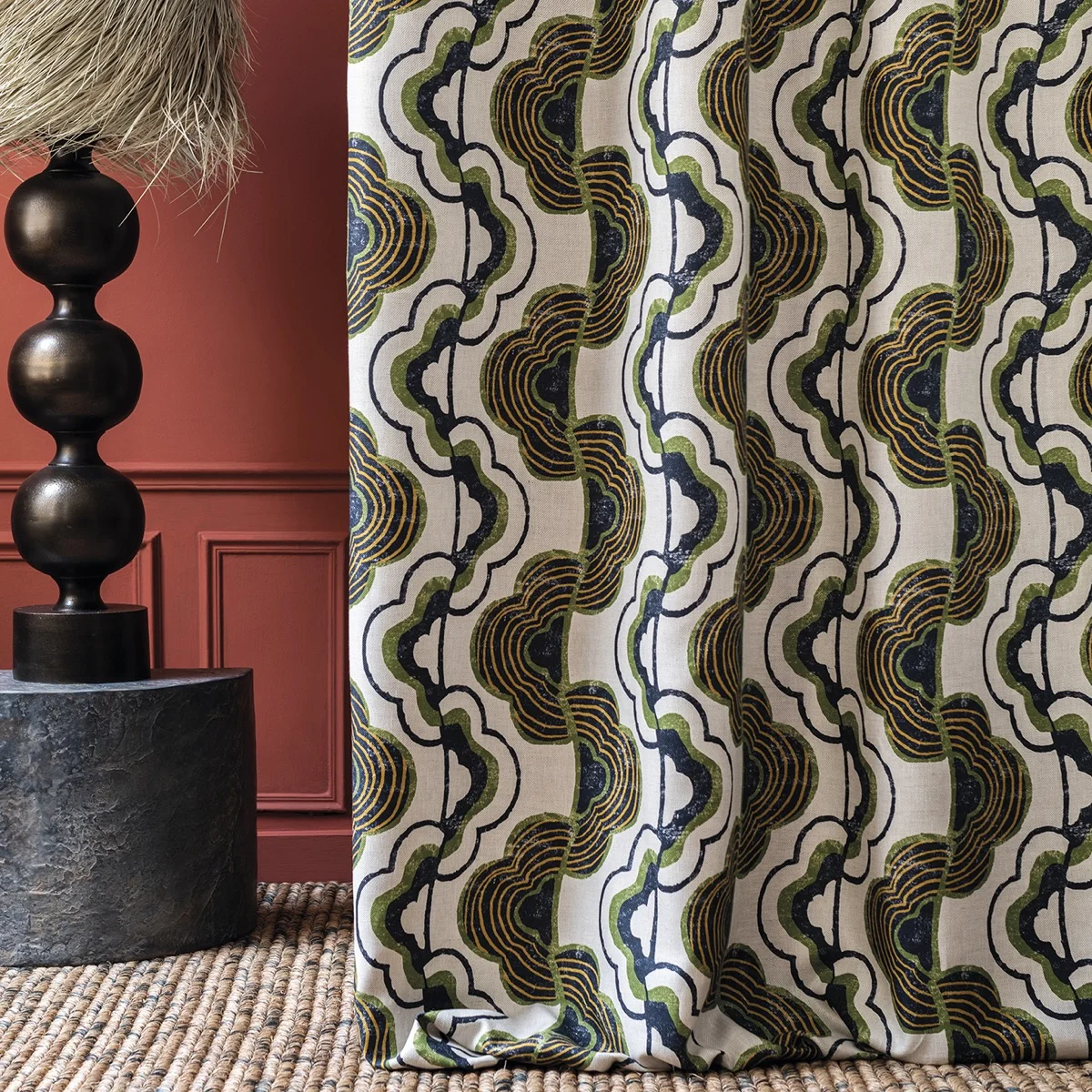 Draperii de in de lux cu model abstract