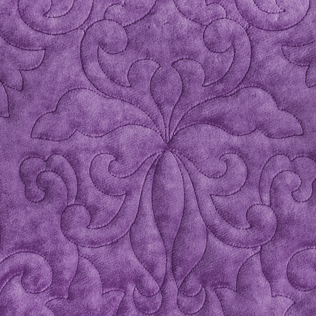 Draperie fonoabsorbantă brodată mov cu model clasic