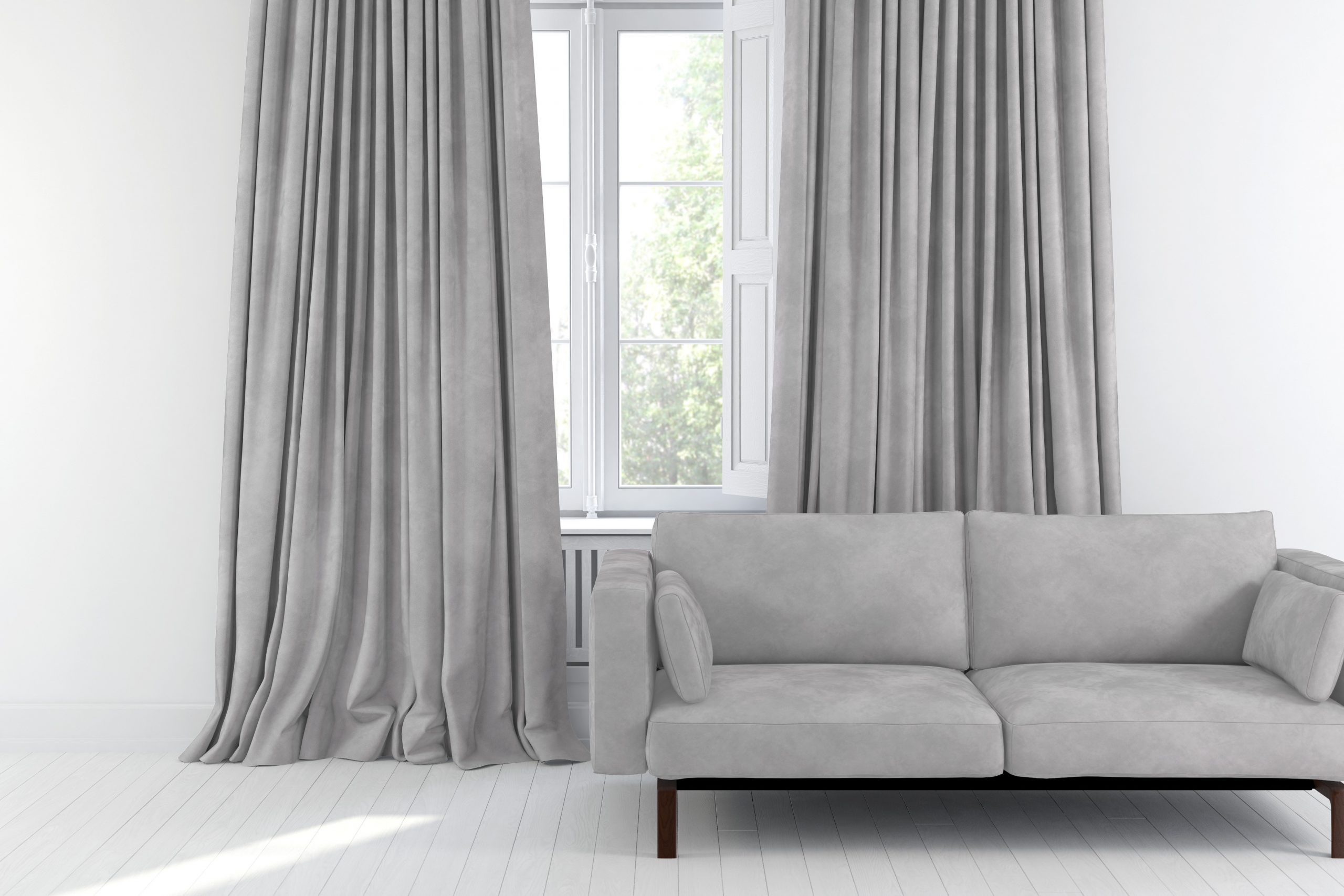 Draperie fonoabsorbantă gri deschis pentru sufragerie