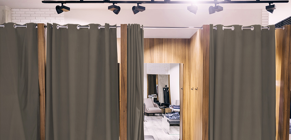 Draperii termice gri pentru cabine de probă