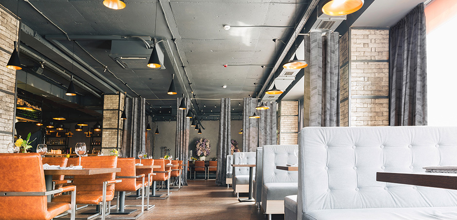 Draperii termice gri uni pentru restaurante