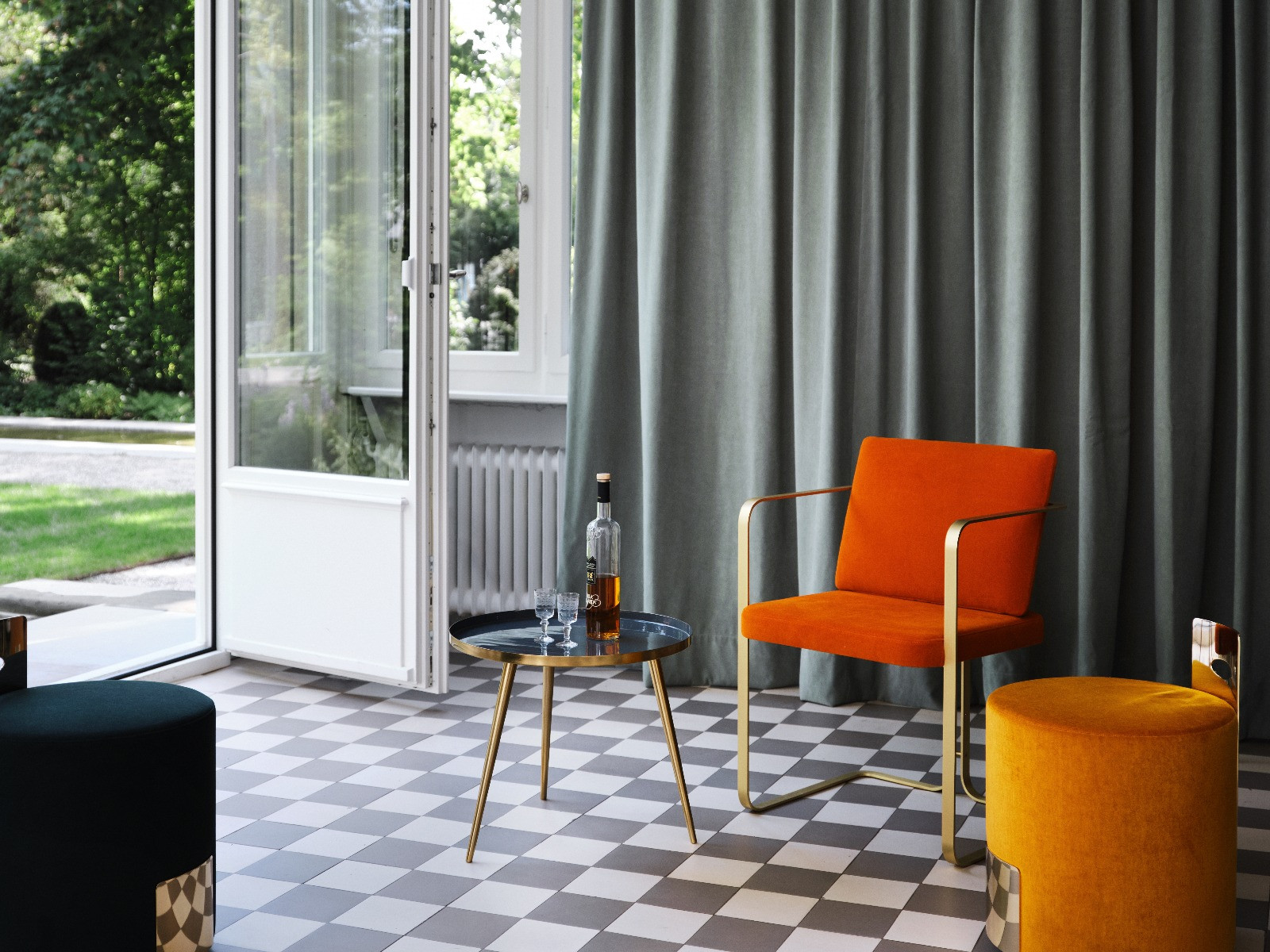 Draperii pentru exterior gri uni