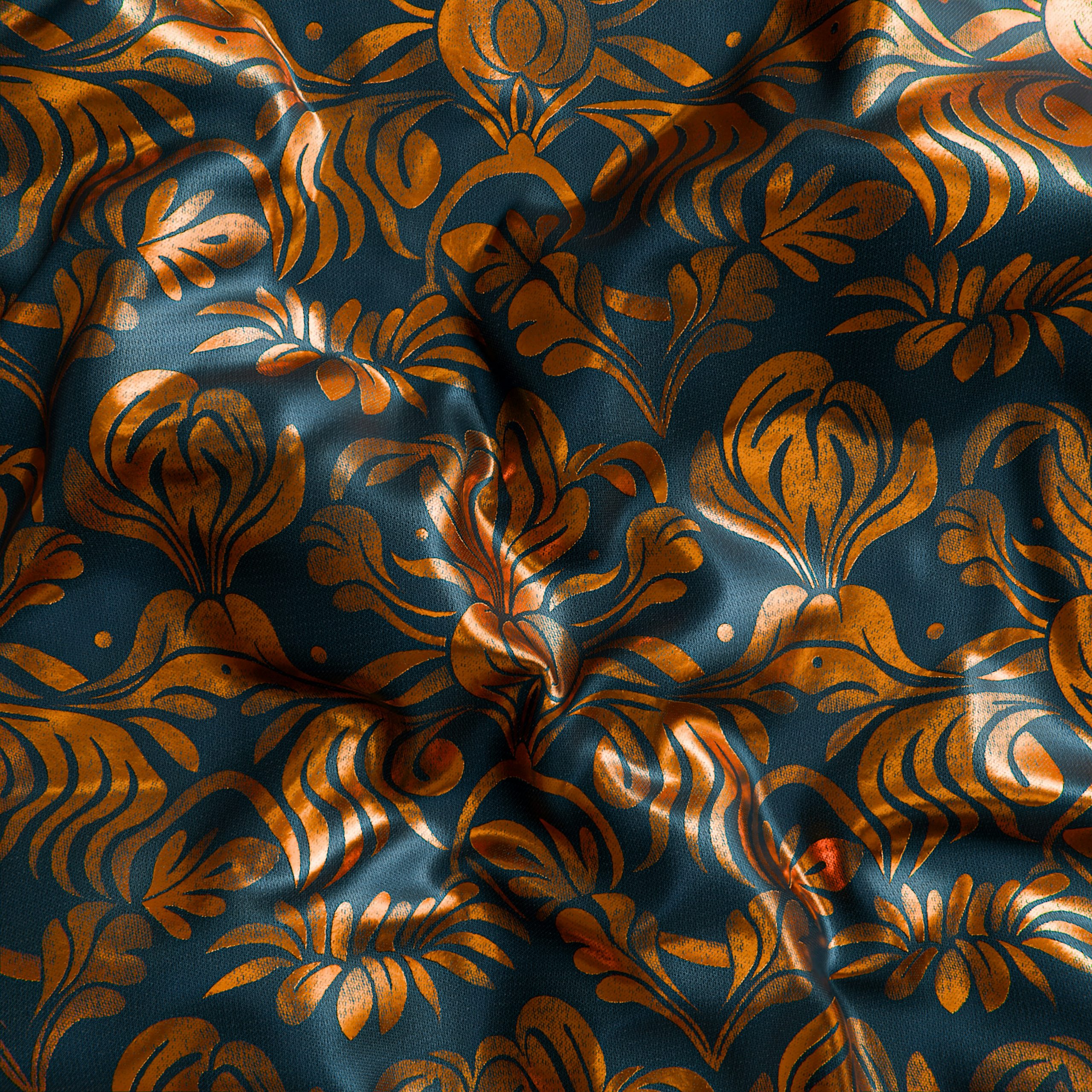 Detaliu material pentru draperie de catifea printată cu model extravagant