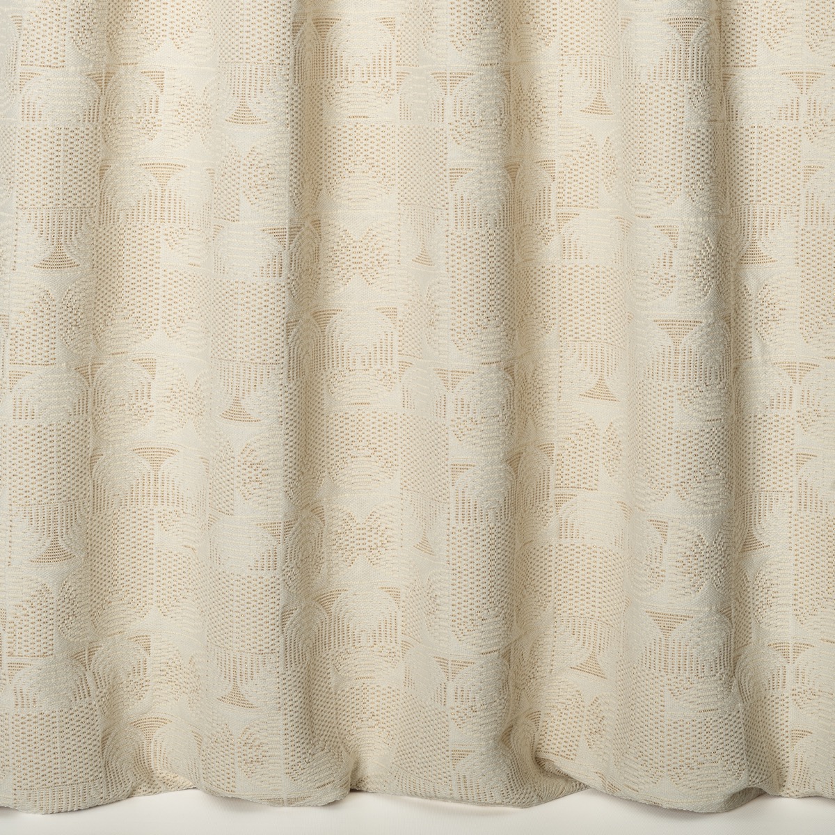 Draperii de bumbac bej texturate cu model abstract cu proprietăți funcționale