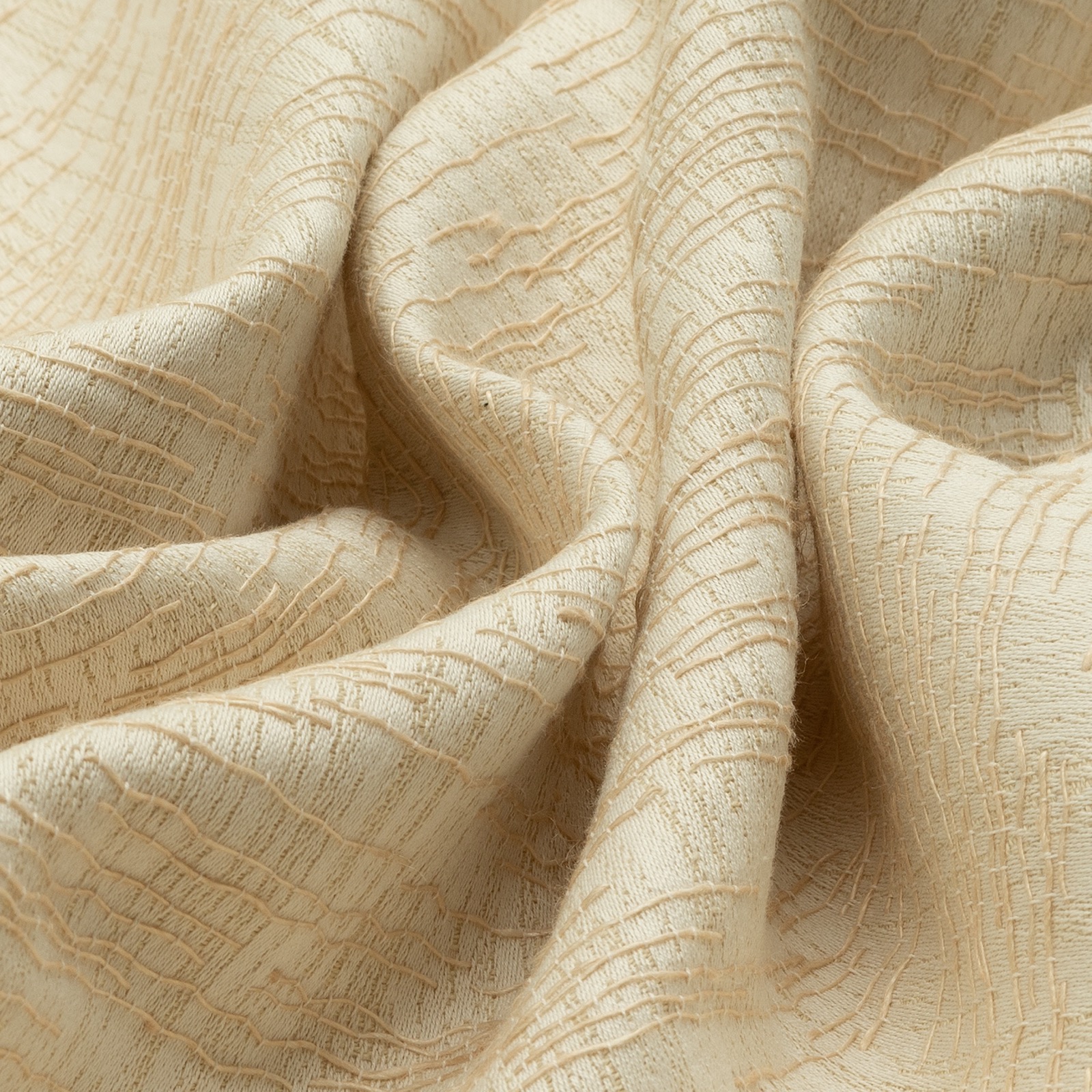 Detaliu material pentru draperii de bumbac bej texturate