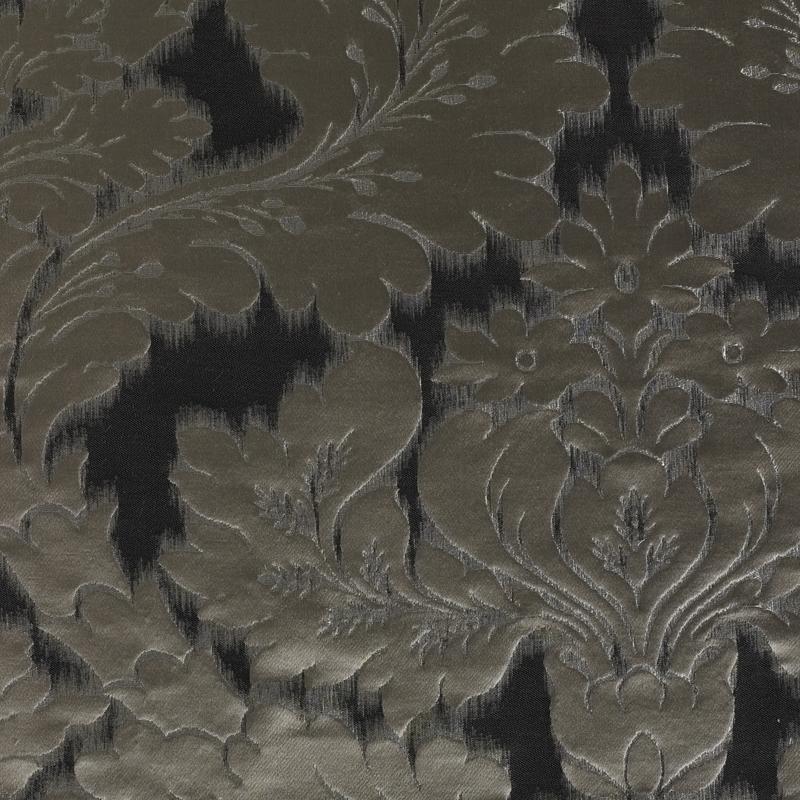 Detaliu material pentru draperie din mătase naturală model jacquard - lux Detaliu material pentru draperie din mătase naturală albastră cu model jacquard clasic gri