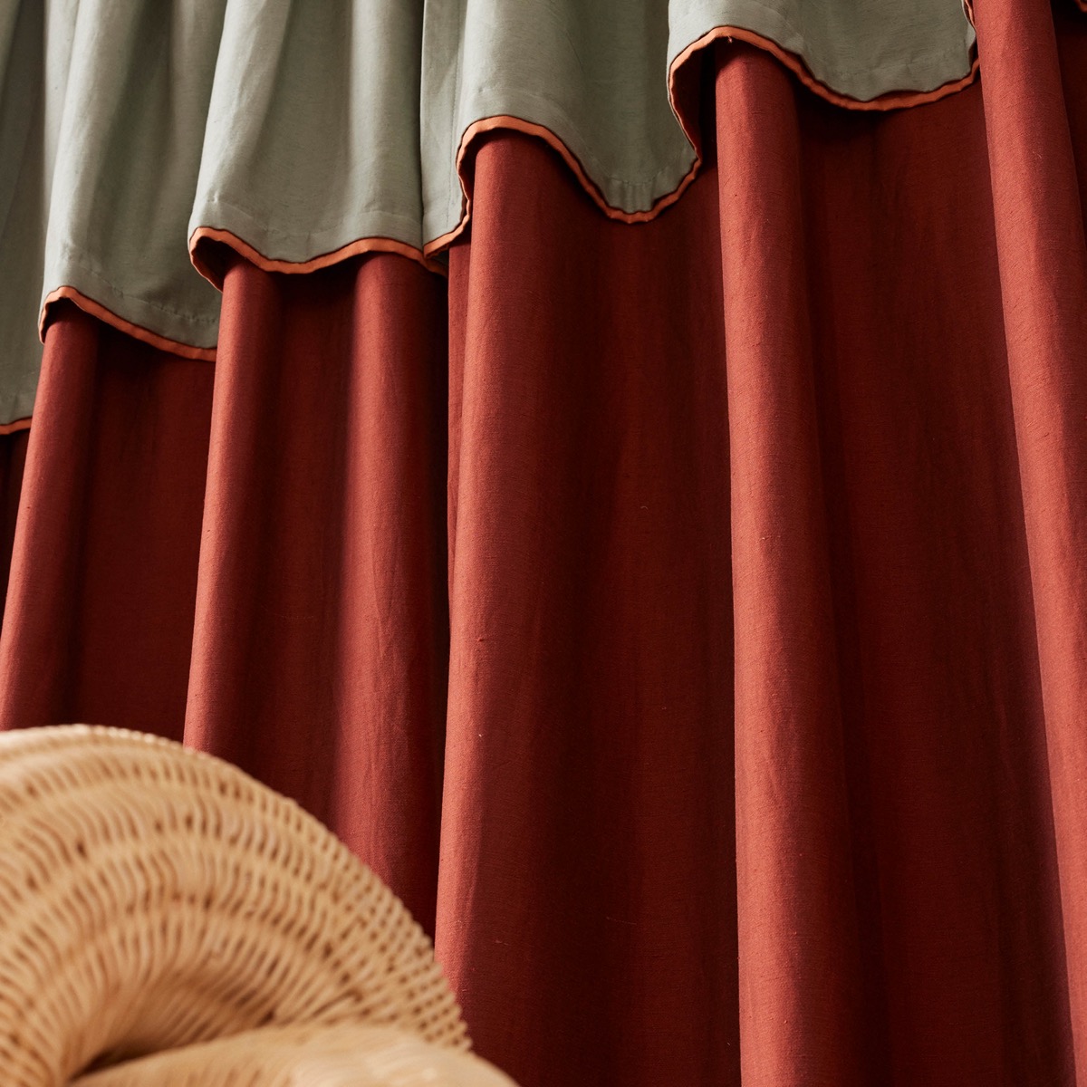 Draperii de bumbac roșie uni de lux