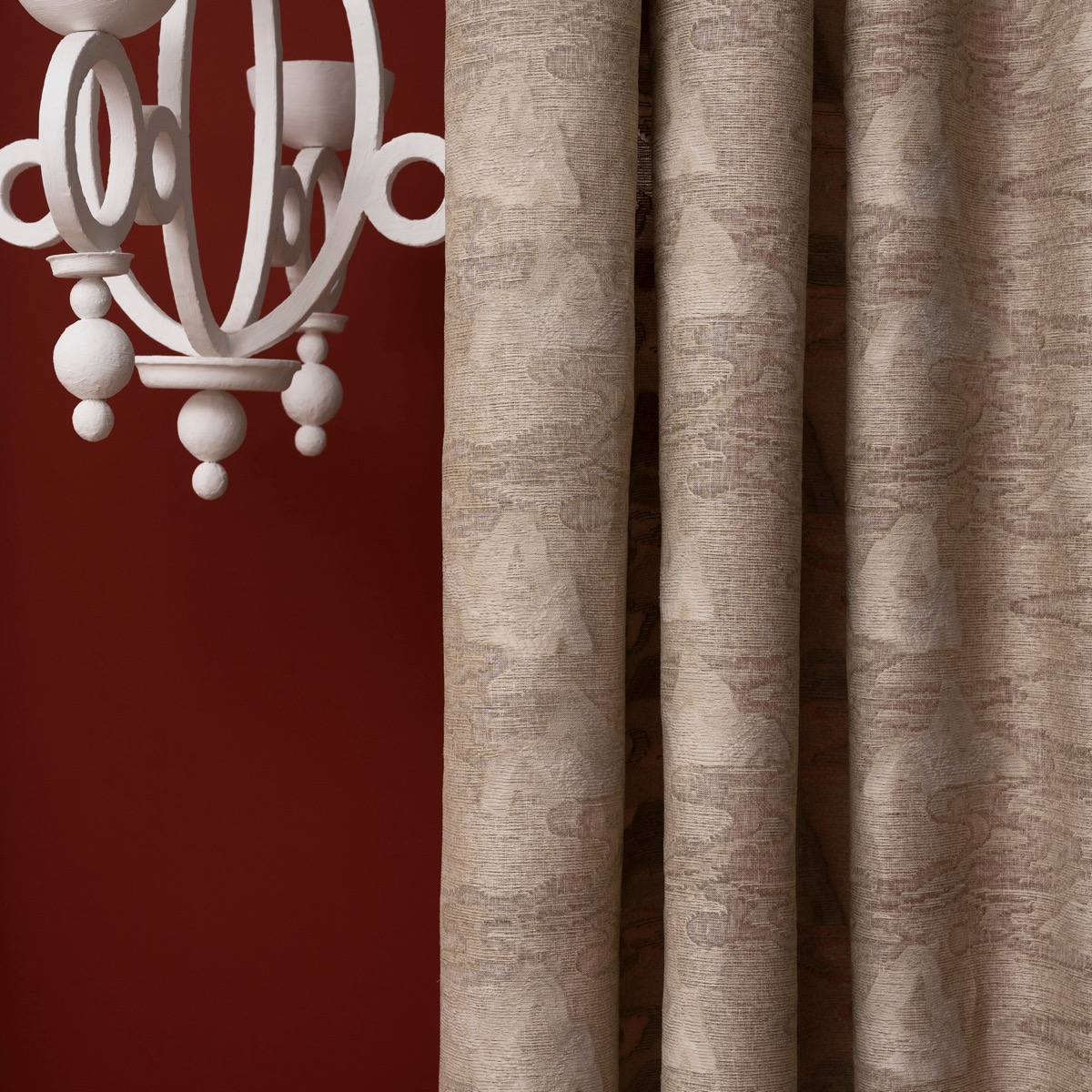 Draperii de bumbac premium taupe cu model abstract
