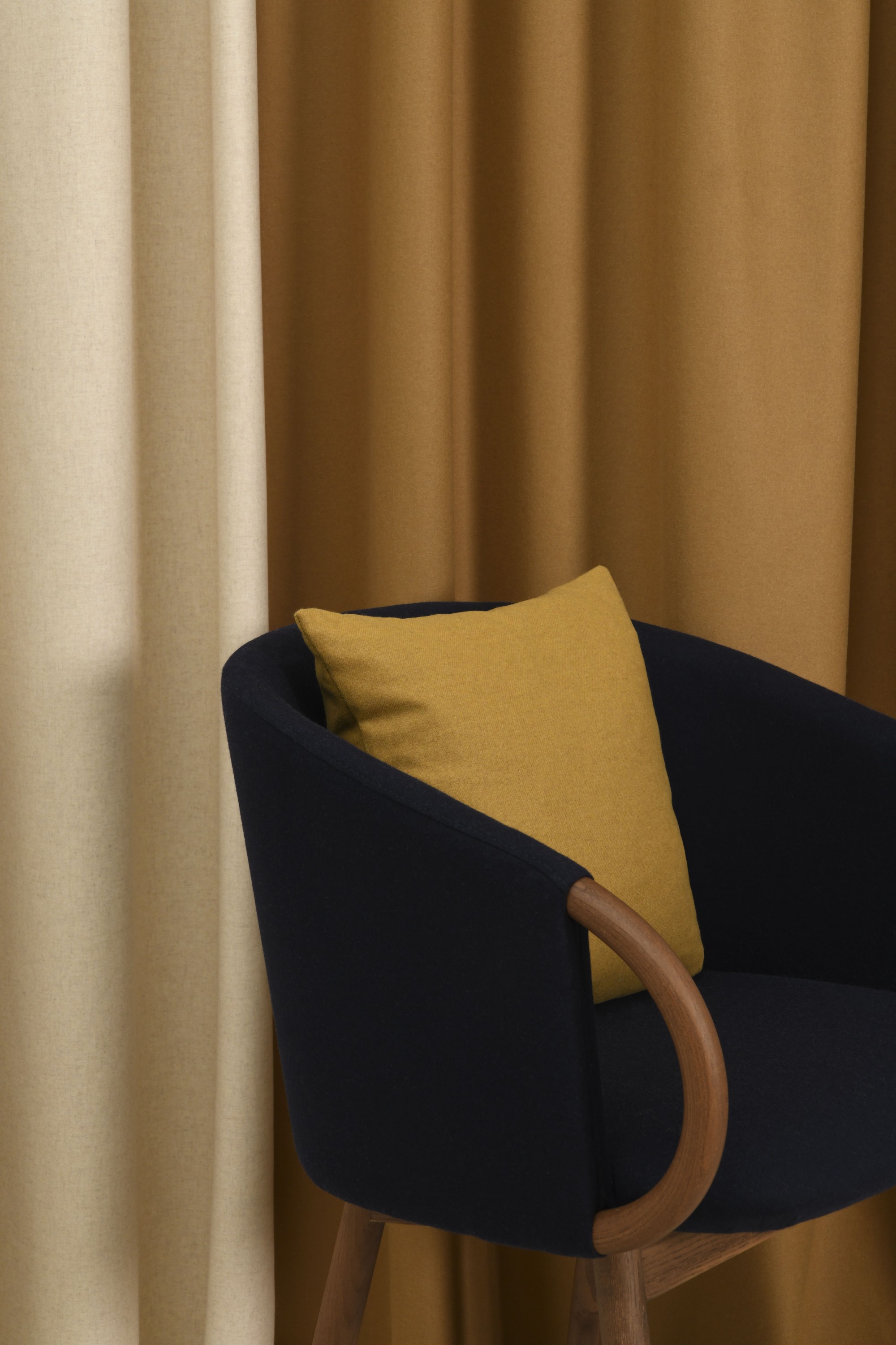 Draperii de lână de lux uni maro și bej