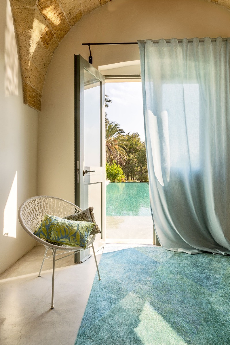 Perdele de lână de lux albastre uni