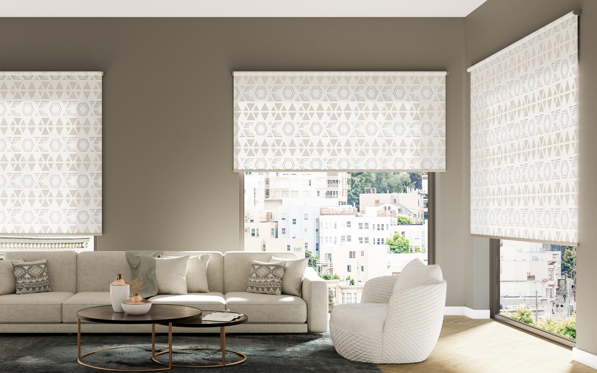 Rulouri decorativ pentru living cu model abstract