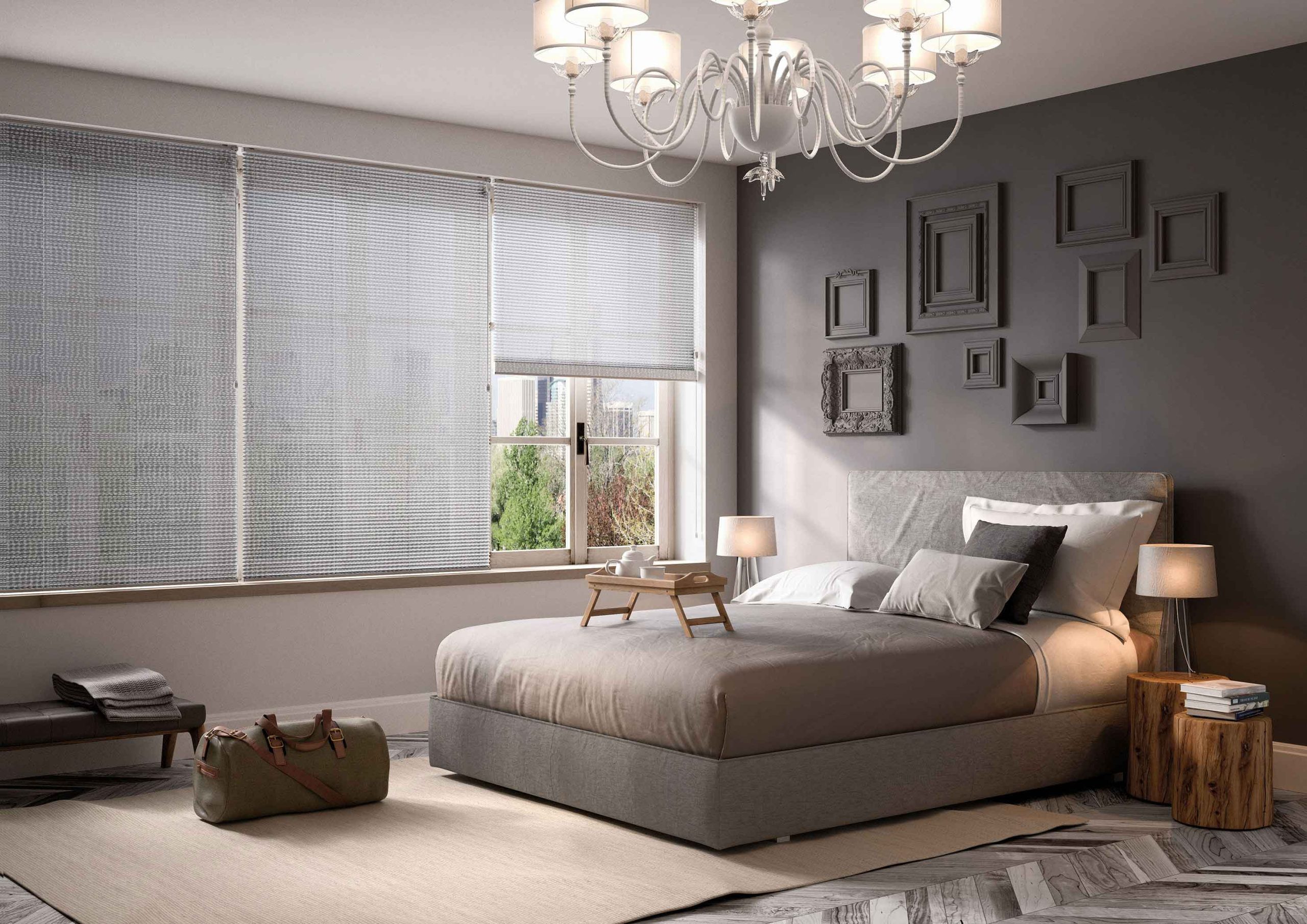 Plisee la comandă pentru dormitor gri