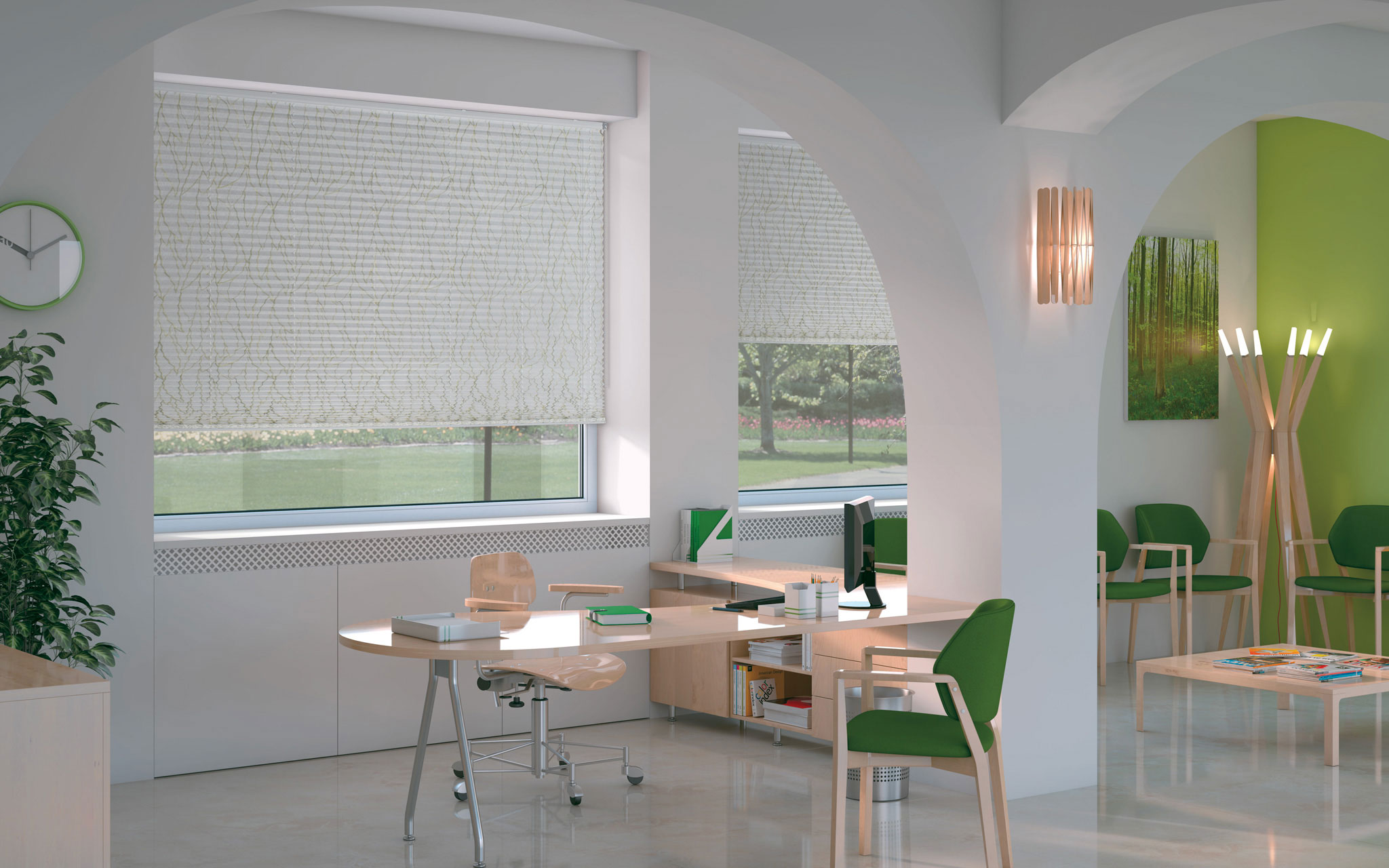 Plisee la comandă pentru birou albe