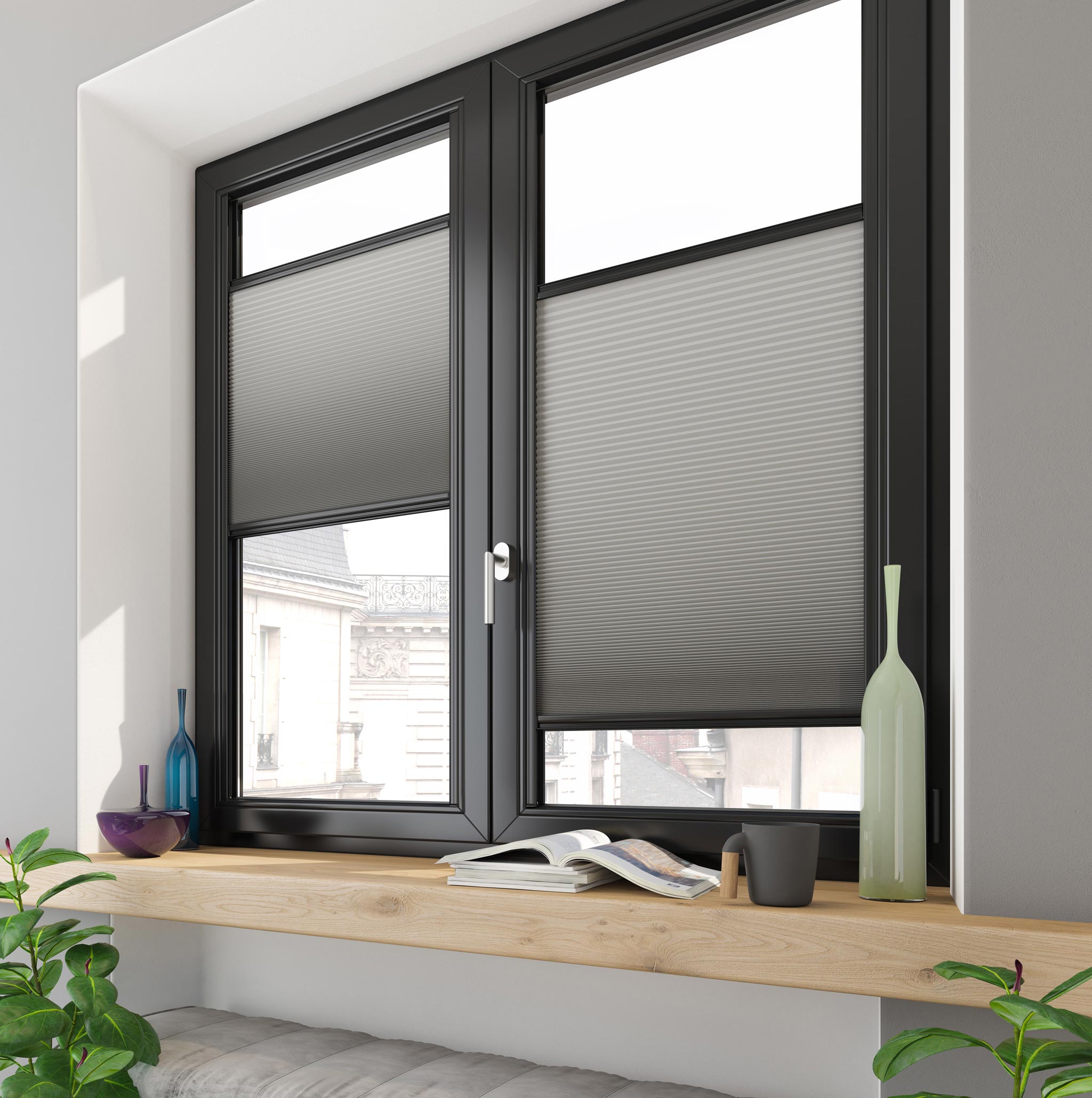 Plisee la comandă gri pentru birou